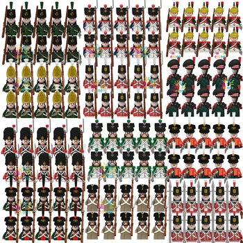 나폴레옹 전쟁의 유럽의 군인은 건물을 설정 블록 WW2 미니 액션 인형 소총 무기 장난감 어린이를위한 크리스마스 선물
