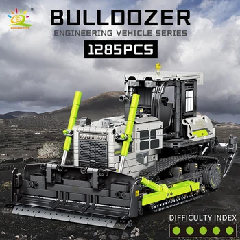 HUIQIBAO1285Pcs 기술 RC 모델 불도저 빌딩 블록 DIY 원격 제어 엔지니어링정 차량 벽돌 어린이 장난감