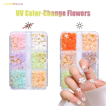 색상 설정 변경 꽃 장식 5petals 일본인 수지는 마카롱 작은 꽃 UV 꽃 혼합 못 보석 3D 액세서리 키트 3+6mm
