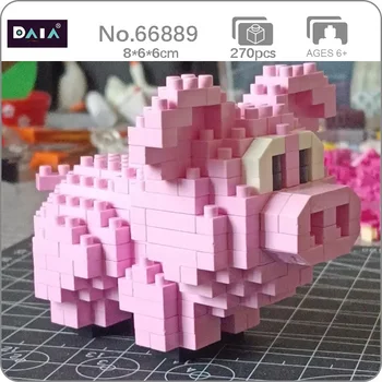 Daia66889 동물의 세계화 핑크 돼지 동물은 인형 3D 모델 DIY 미니 다이아몬드 블록 벽돌 건물은 어린이를위한 장난감이 없 상자