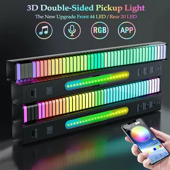 스마트 RGB 픽업 조명 LED3D 더블 양면 주위 램프용 제어 소리를 제어하는 음악 리듬이 조명을 위한 자동차 게임 TV Decora