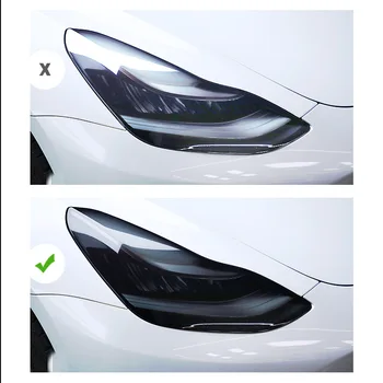 2PCS 앞 헤드램프 스타일링 자동차 스티커에 대한 테슬라는 모델을 3Y2021 2022 액세서리 TPU 검은 헤드라이트를 보호 필름