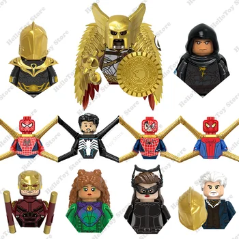 2023 블 흑인 아담 Hawkman 은 스파이더 맨 미니 액션 인형 벽돌 블록 고전 영화를 인형 모델이 소년이 장난감 선물