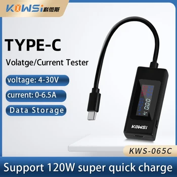 KWS-065C Type-c USB-C 전압 검사자는 현재 4-30V 전압 측정기 타이밍 전류계 디지털 모니터의 USB 충전기 Tester Power Meter