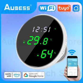 AUBESS WiFi 온도 습도 감지기 탐지기는 겨울 온도계 습도계 Tuya 스마트 라이프는 집에 온도 컨트롤러