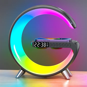 LED 기 RGB 밤 주위 가벼운 알람 시계는 오디오 블루투스 무선 충전 데스크 램프 가정을 위한 침실을 장식 램프