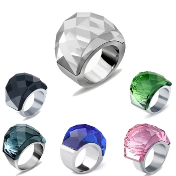 도매 스테인레스 스틸 결혼 반지 보석을 공급하는 패션 큰 돌 반지는 여성의상 액세서리