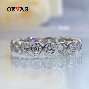 OEVAS100%925 스털링 실버 전체 라운드 높은 탄소는 여성에 대 한 다이아몬드 반지 반짝이는 결혼식 보석매