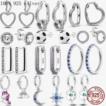 925 는 흑인과 백인 축구 공 귀걸이 여성 심장 귀걸이 925 원래의 패션 보석 선물