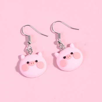 20*18mm 브랜드의 새로운 패션 핑크 부드러운 돼지 귀걸이 실리카겔 돼지 귀걸이 창의적이 간단하고 귀여운 플라스틱 귀걸이