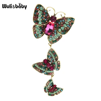 Wuli&아기 모조 다이아몬드 나비 브로치는 여자를 위해 빈티지 스타일의 궁전 3 비 곤충 파티 캐주얼 브 로치 핀 선물