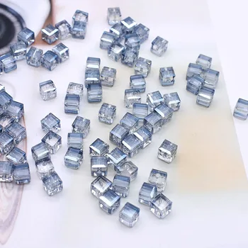 6mm30pcs 큐브는 매력 스퀘어 크리스탈 구슬 면처리된 스페이서 크리스탈 유리 구슬 보석을 만드는 DIY 액세서리