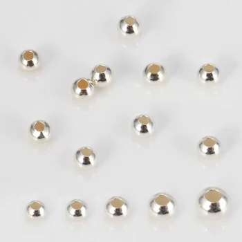 10-30pcs2-5mm100%925 스털링 실버 비즈 라운드 스페이서 구슬에 대한 액세서리는 팔찌 귀걸이 보석 만들기 결과