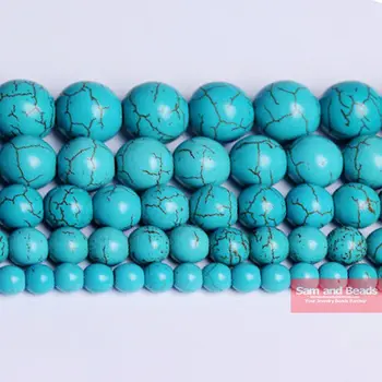 무료배송 매끄러운 자연적인 돌 파란 무르 둥근 느슨한 구슬 15