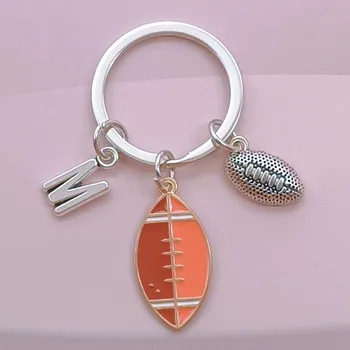 새로운 문자 A-Z 스포츠 열쇠 럭비 열쇠 고리 에나멜 키 체인 남자친구의 선물 DIY 여성 핸드메이드 간단석