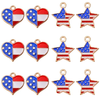 페이신 10 개/인기 있는 마음-미국 국기 모양 에나멜을 합금 펜 던 트 귀여운 별의 매력에 대한 보석을 만드는 물품 도매