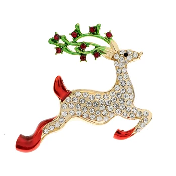 CINDY 시앙 패션 에나멜을 사슴 브로치 모조 다이아몬드 동물 핀 어린이들이 크리스마스 선물