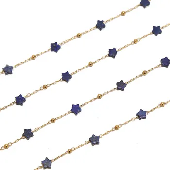 1 미터 스테인리스 보석 구슬로 만드는 치유 체인 Lapis Lazuli 타 자연적인 돌 위성 사슬에 대한 DIY 목걸이를 만들기