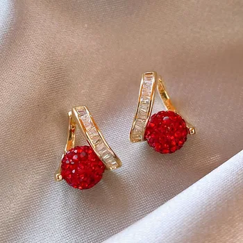액세서리는 여자를 위한 디자인에 빨간색 크리스탈 귀걸이 귀걸이 여성을 위한 기질이 귀걸이 결혼식 발렌타인 데이 선물 보석