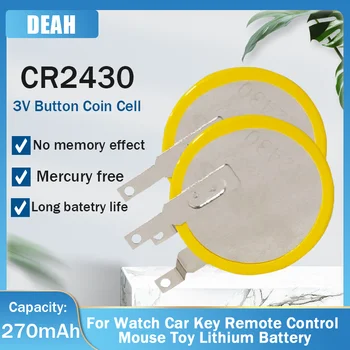 2-10cr2430 바다 표 CR2430 3V 리튬 배터리 2 개의 납땜 핀 마더보드의 계산기 시계 확장 버튼을 동전 세포