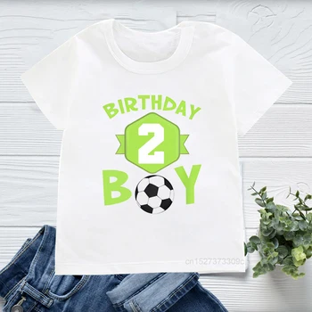 개인 녹색 생일을 소년 축구 숫자 1-12 프린트 티셔츠 어린이 축구 그래픽 의류 아이는 캐주얼 티셔츠상
