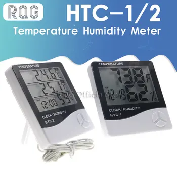 LCD 디지털 방식으로 온도 습도 측정기 HTC-1HTC-2 집 실내외 습도계가 온도계 시계와 역 날씨