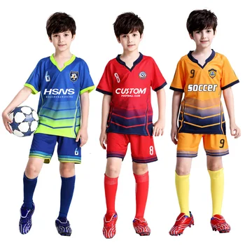 도매 주문 100%폴리에스테르 저렴한 아이들의 축구 저어지는 여름 통기성 축구 저지 세트 축구 유니폼을 위해 아이 Y303