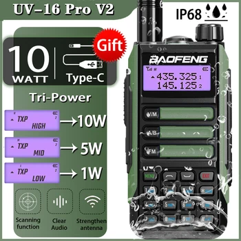 2023Baofeng UV-16PRO V2 전문 10W 업그레이드 UV5R 최대 UV82UV10R 무전기를 방수 IP68 긴 범위 듀얼밴드 라디오