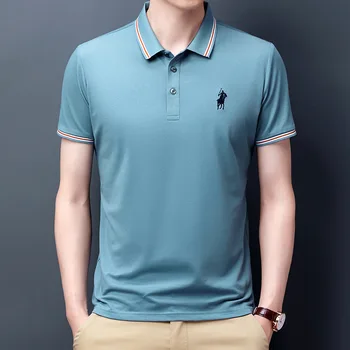 남자 골프 폴로 셔츠 짧은 소매를 가진 칼라 좋은 품질의 비즈니스 캐주얼 정상 2023 브랜드 패션 옴므 의류