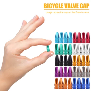 40pcs 라이 자전거 타이어 밸브 캡 알루미늄 합금 다채로운 자전거 타이어 프랑스어 밸브 먼지-증거를 보호 커버