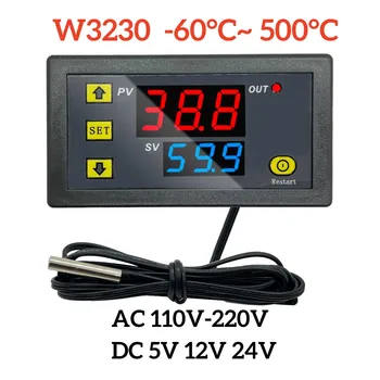 W3230LED 디지털 온도 컨트롤러 AC220V DC5V12V24V 보온장치 -60~500℃K-타입 릴레이 출력 센서 프로브