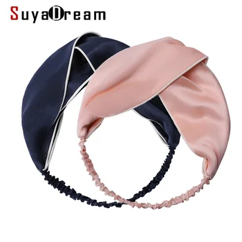 SuyaDream 헤드밴드 여자를 위한 100%년 실크 여자는 머리띠 단단한 해군 분홍색 헤어 액세서리