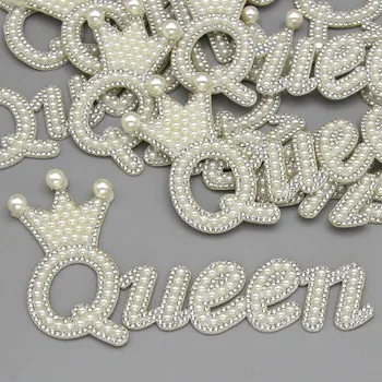 1 개의 퀸 펄 패치에서 옷을 모조 다이아몬드 아플리케 패킷 크리스탈 크라운 배지 꿰매는 공급 73*150mm