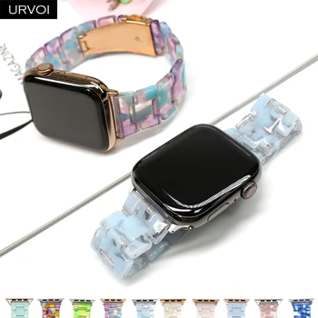 URVOI 수지 밴드를 위한 애플 시계 시리즈 7 6SE54321 반짝이는 눈부신 3 행 스트랩 iWatch 조정가능한 반짝이는 눈부신 손목
