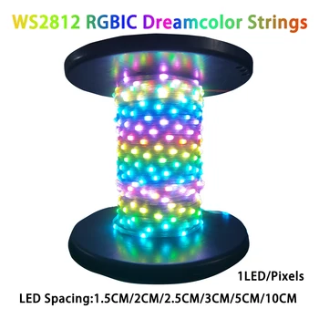 100m WS2812 문자열 조명을 LED26AWG DC5V5mA1.5/2/2.5/3/Spacing5cm 개인적으로 어드레스로 불러낼 RGBIC 꿈 컬러 크리스마스 불빛