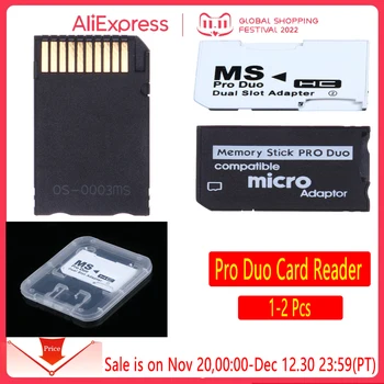 1-2 개 메모리 스틱 마이크로 SD 카드 리더 SDHC TF MS Pro 듀얼 슬롯 마이크로 카드 접합기를 위한 Sony PSP 게임 패드 PSP 카드