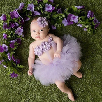 아기 신생아 사진 귀여운 공주 유아 의상으로 옷을 꽃 헤드밴드 아기 소녀 여름 드레스 스커트