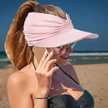 모 여성 선바이저 모자 여자 안티-자외 탄성 중공 옥외 모자 모양의 여름 해변 모자 챙을 위한 모자를 레이디