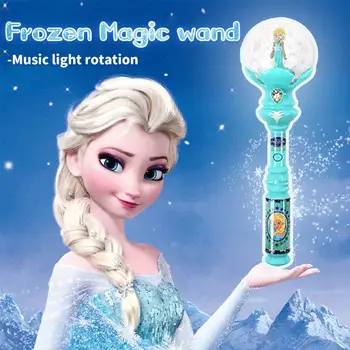 디즈니 냉동 Elsa 안나 공주의 츠키노 우사기물 다채로운 음악 투상 빛나는 마술 지팡이 장난감이 소녀 생일 선물