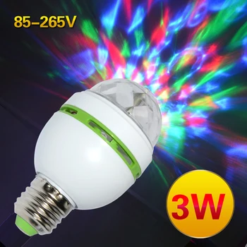 E27 3W 다채로운 자동 회전 RGB LED 전구 단계 빛자 램프 디스코를 위해 가정 장식 조명 램프