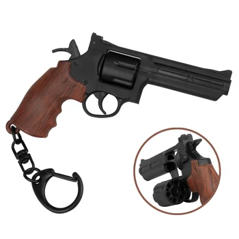 리볼버 1:4 술 Keychain 플라스틱 미니 권총 총형 무기는 열쇠 장식으로 회전하고 팝업 Magazine