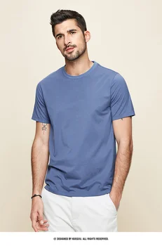 W4237-한 모달 cotton t-셔츠는 남자의 슬림에 맞는 솔리드 컬러 라운드 목 탄 셔츠