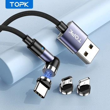 TOPK AM59 자석 마이크로 USB 유형 C 케이블을기 충전 케이블에 대한 아이폰 Xiaomi 휴대 전화 충전기 자석은 USB 와이어 코드