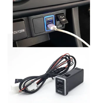 QC3.0Toyota Corolla 캠페라 USB 포트 차 전화 충전기 Blue LED 가 빠른 충전 어댑터 케이블