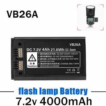 7.2v 사진 램프 VB26VB26A 리튬-이온 배터리 4000mAh 보충 건전지를 위한 Godox V1S V1C V1N V1F V1O V1P 둥근 머리를 플래시