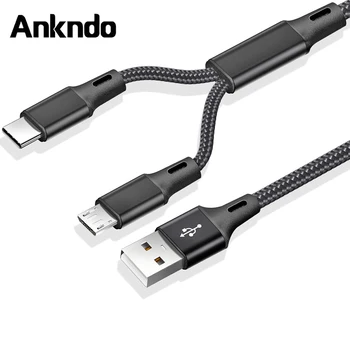 Ankndo2 에서 1 마이크로 USB 케이블 유형 C 케이블을 위한 화웨이 테크 삼성은 안드로이드 휴대 전화 빠른 위탁 케이블 Microusb 충전기