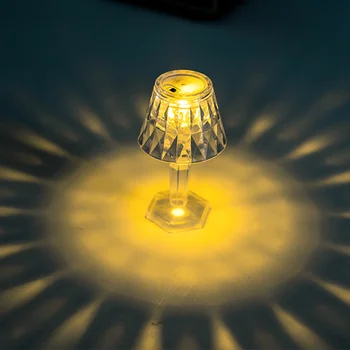 창조적인 로맨틱 LED 크리스탈 투명한 아크릴 박 빛의 미니멀한 분위기 침실 램프 버튼을 구동 배터리
