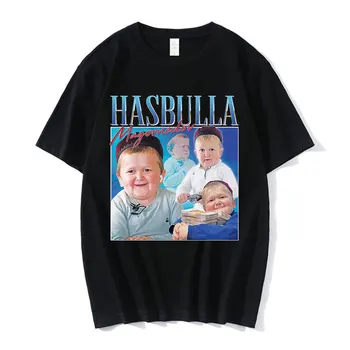 Hasbulla Magomedov T 러시아 블로거 Hasbulla 싸움 밈 짧은 소매 티셔츠 100%여름 남성 Tshirt 대형