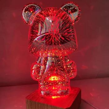 3D 불꽃 놀이 유리 작은 곰 Net 붉은 밤 빛