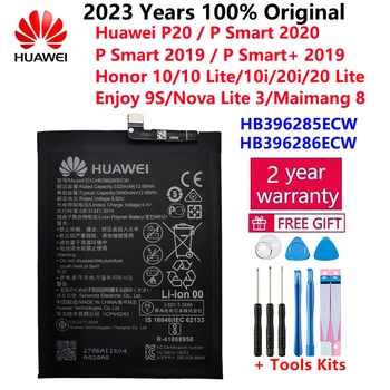 100%원래 Huawei P20 명예 10/10Lite/P 스마트 2019/명예 10i20i 을 즐길 수 있 9S 휴대 전화 배터리 HB396285ECW3400mAh 배터리